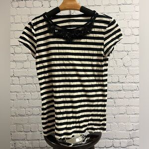 Loft striped embellished short sleeve tee size S